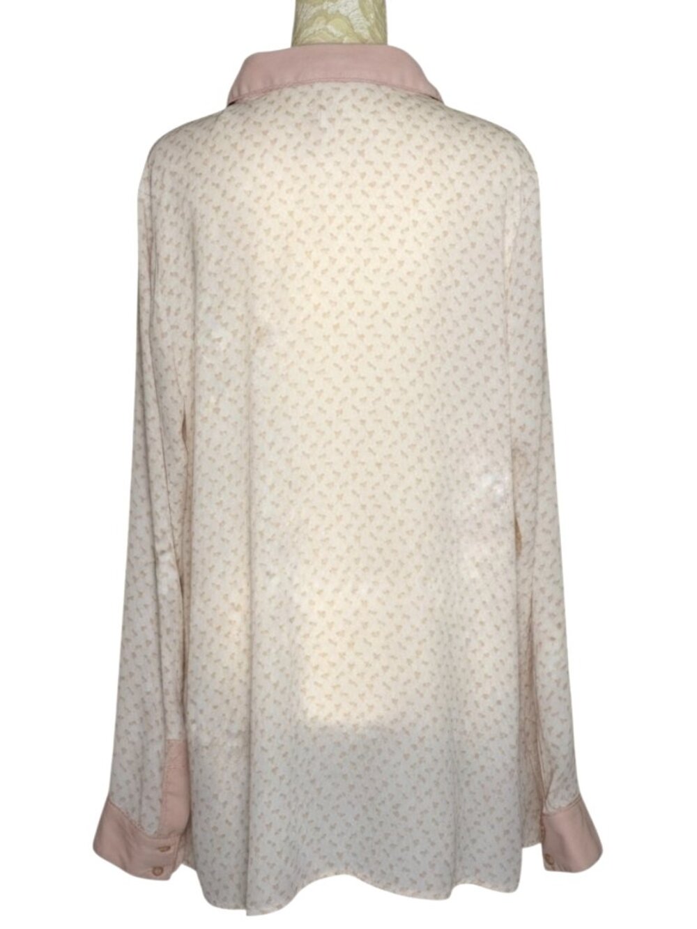 Free People Horse Print Sheer Western Tunic Top Shirt Blouse White Pink M - Picture 7 of 9